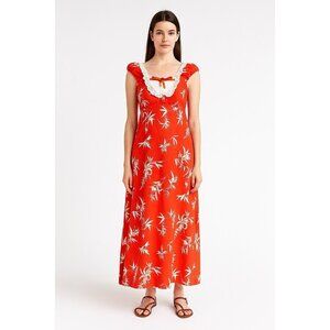 vintage 60s TOBY HONOLULU maxi dress hawaiian cotton floral beach orange M L